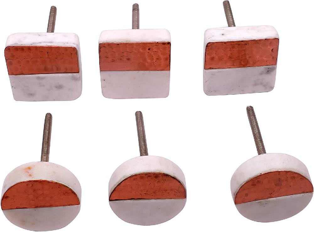 nacnic Juego de 6 pomos tiradores de piedra en tono hueso para muebles y cocina