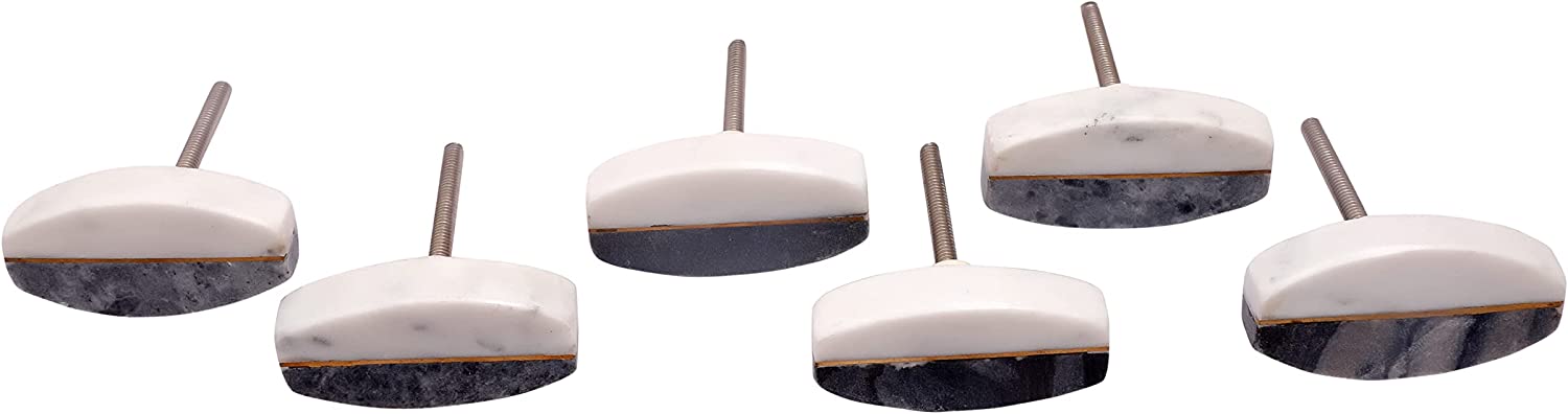 nacnic Juego de 6 pomos tiradores de piedra ovaladas para decoración de cocina y baño