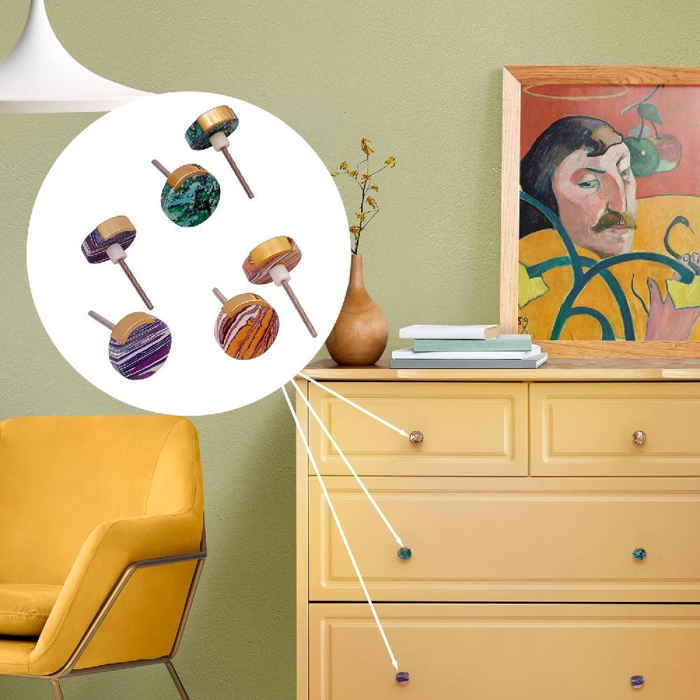 nacnic Juego de 6 pomos tiradores de piedra redondos en turquesa tierra y azul para muebles y armarios