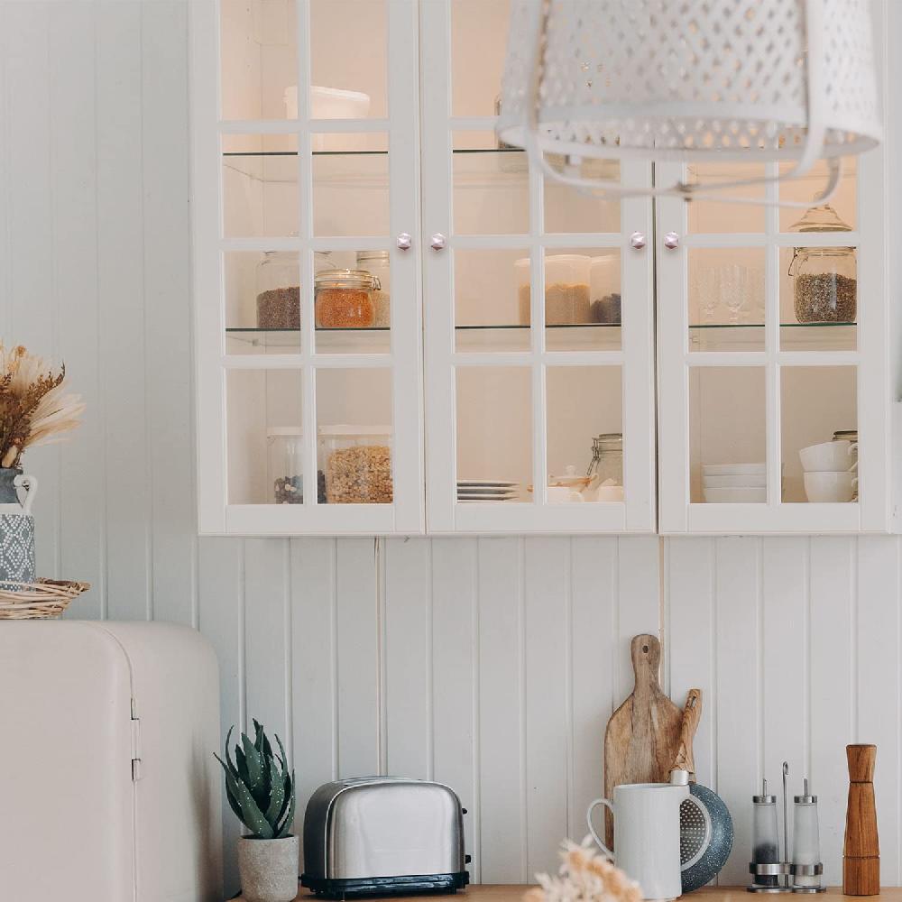 Nacnic Juego De 6 Pomos Tiradores De Piedra Y Madera Poliedro En Tono Hueso Para Muebles Y Habitaciones