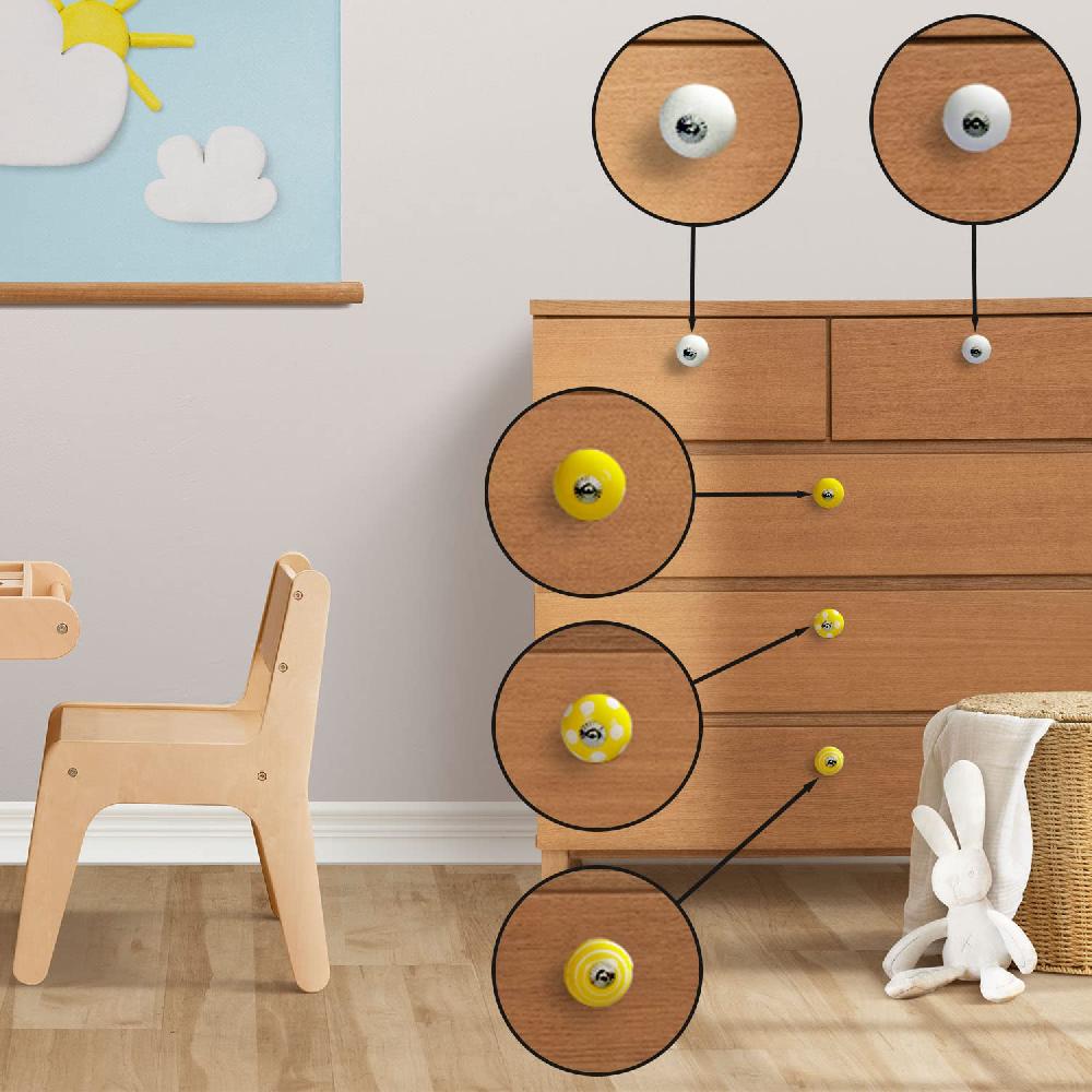 Nacnic Juego De 8 Pomos Tiradores De Cerámica En Amarillo Y Blanco Para Armarios Y Baño