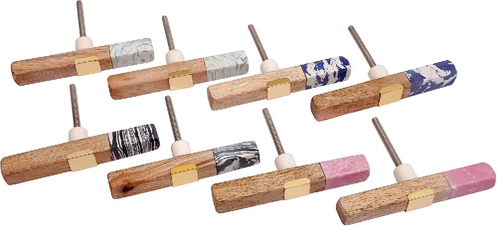 nacnic Juego de 8 pomos tiradores de piedra y madera para muebles y armarios