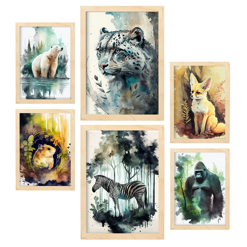 Nacnic Juego De Láminas De Animales Acuarela Nacnic_3