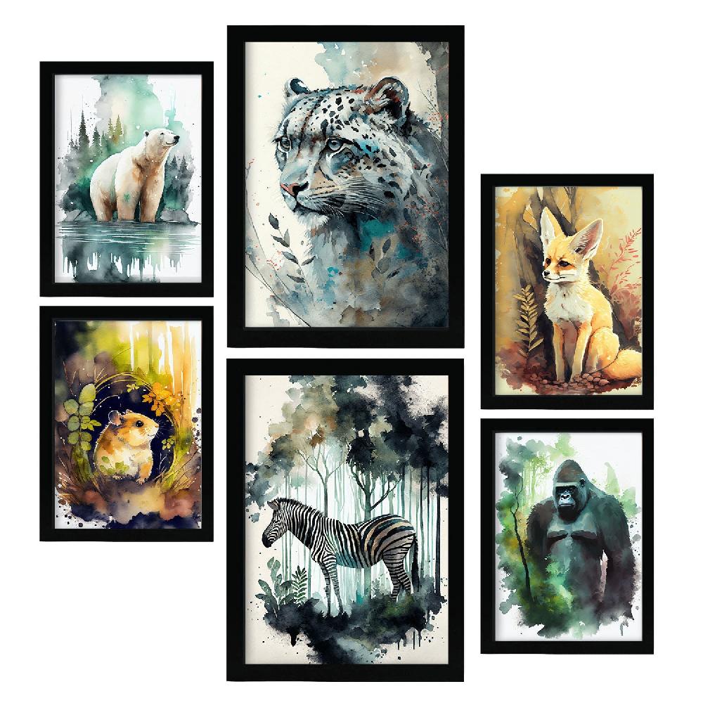 nacnic Juego de Láminas de Animales Acuarela Nacnic_3