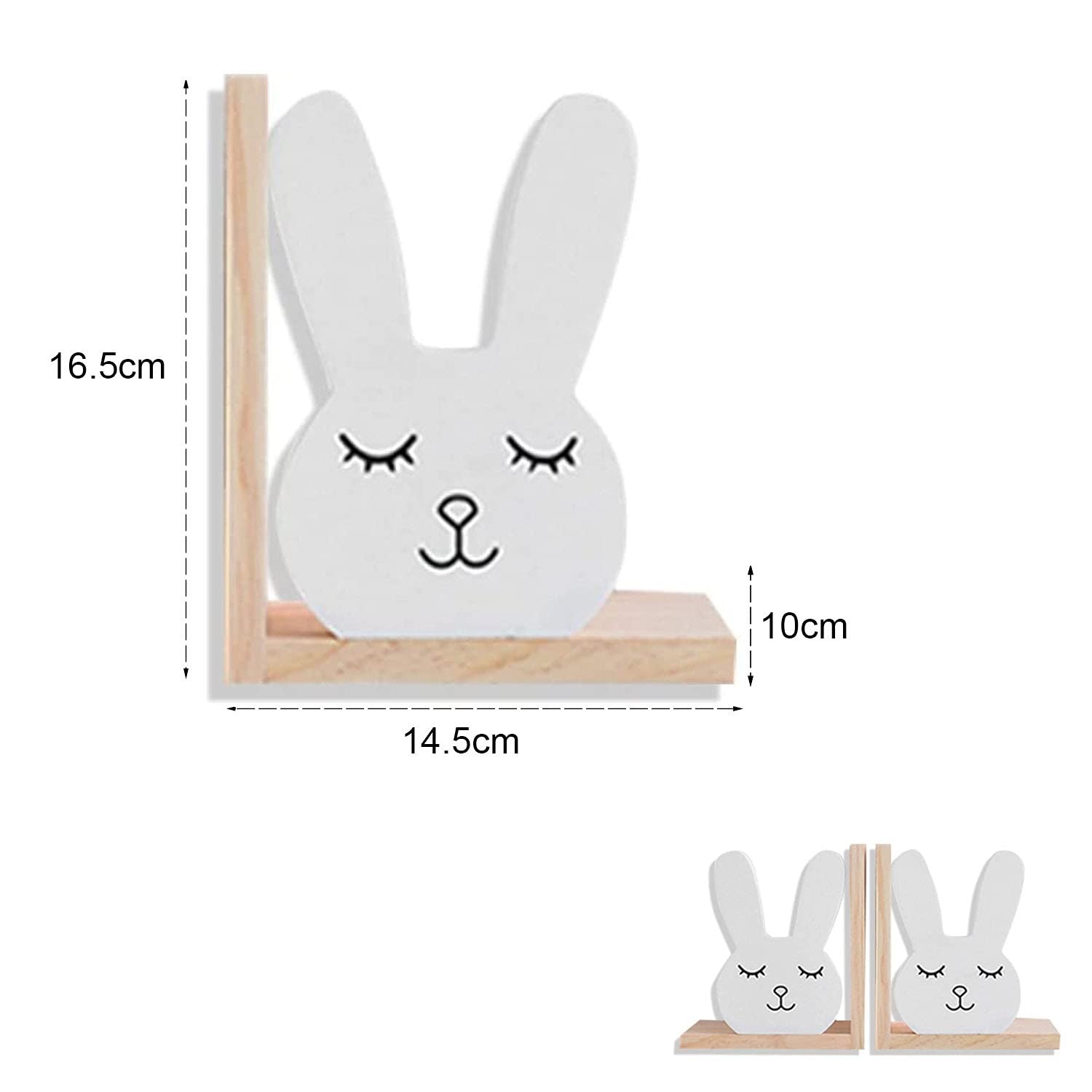 Nacnic Juego De Sujetalibros De Madera Con Diseño De Conejito En Estilo Nórdico Para Niños