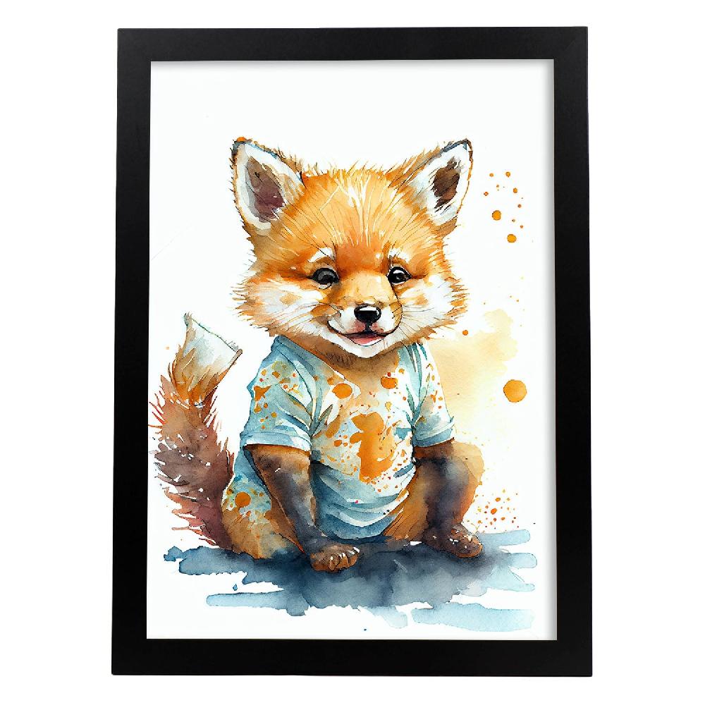 nacnic Kit de Láminas de Zorro Nacnico Sonriente en Fondo Blanco