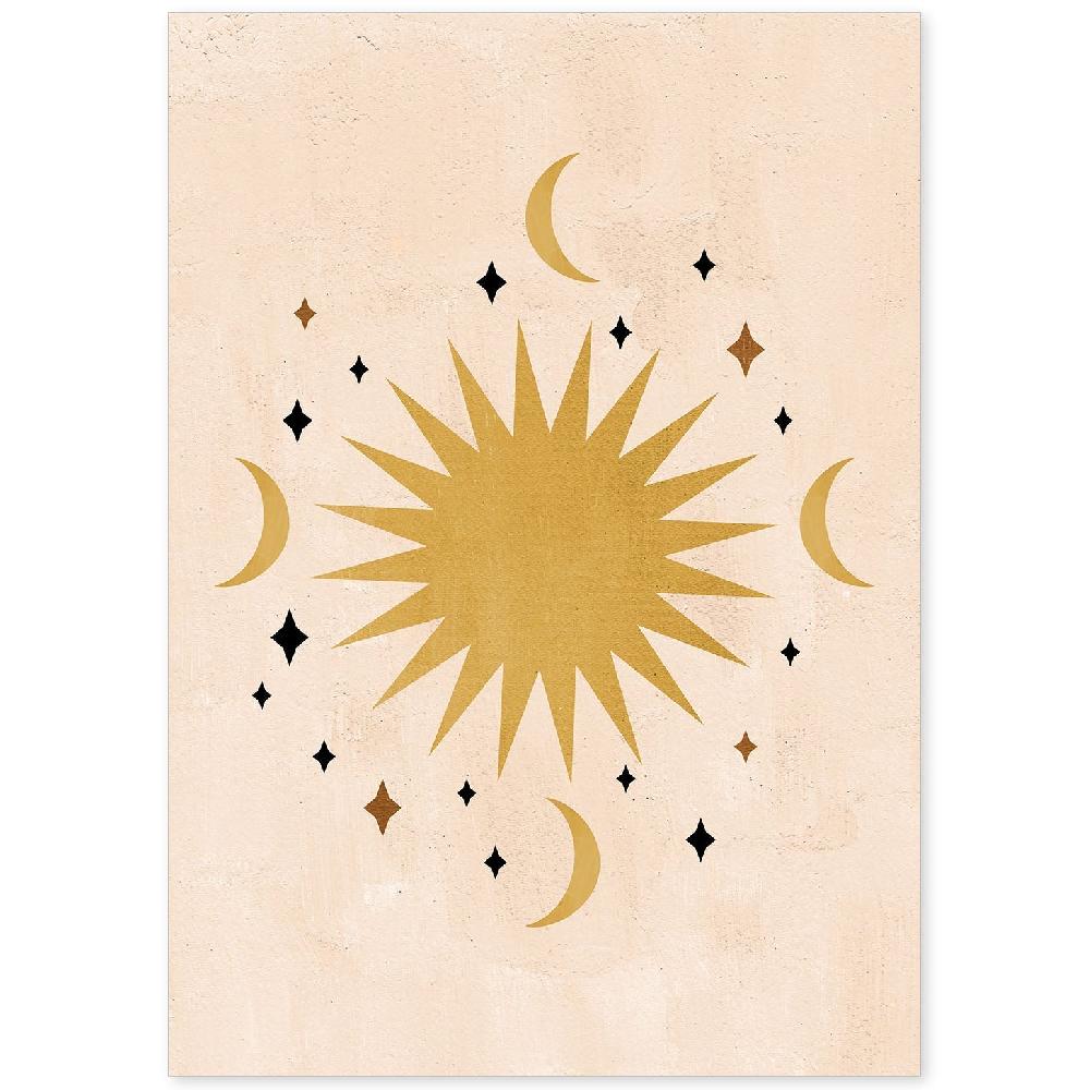 nacnic Lámina Abstracta de Soles y Lunas Celestiales