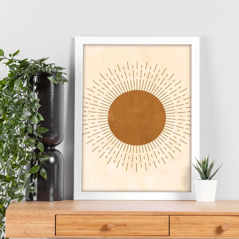 Nacnic Lámina Abstracta De Soles Y Lunas En Tonos Marrones