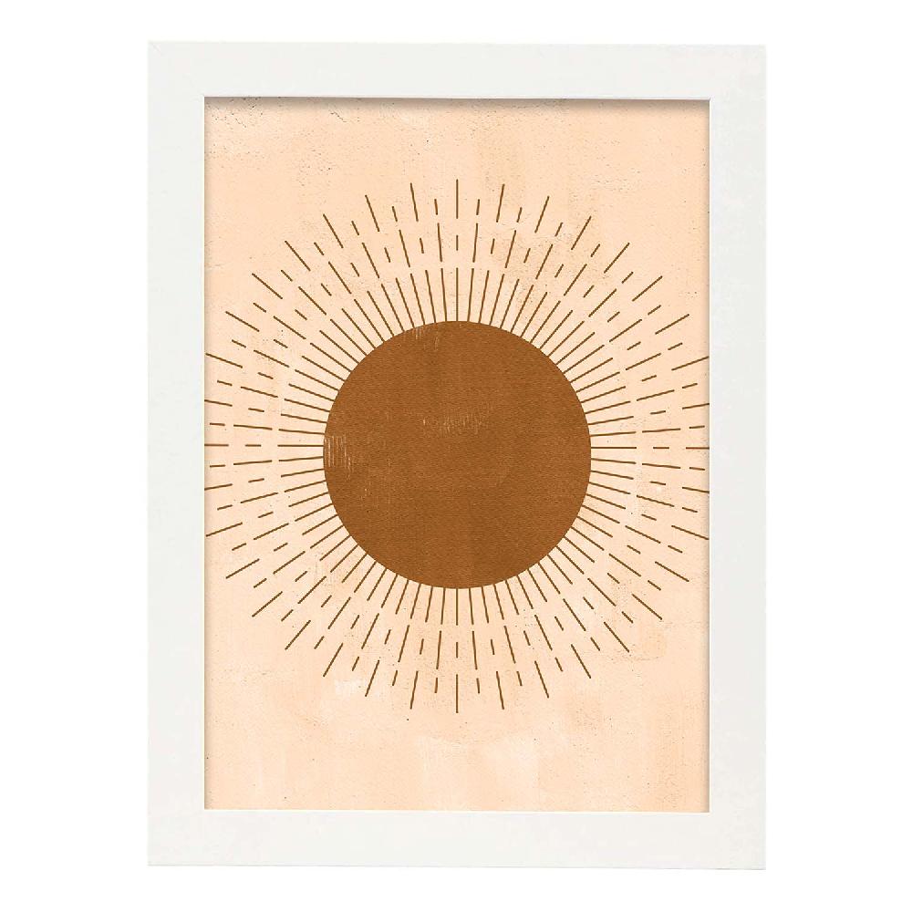 Nacnic Lámina Abstracta De Soles Y Lunas En Tonos Marrones
