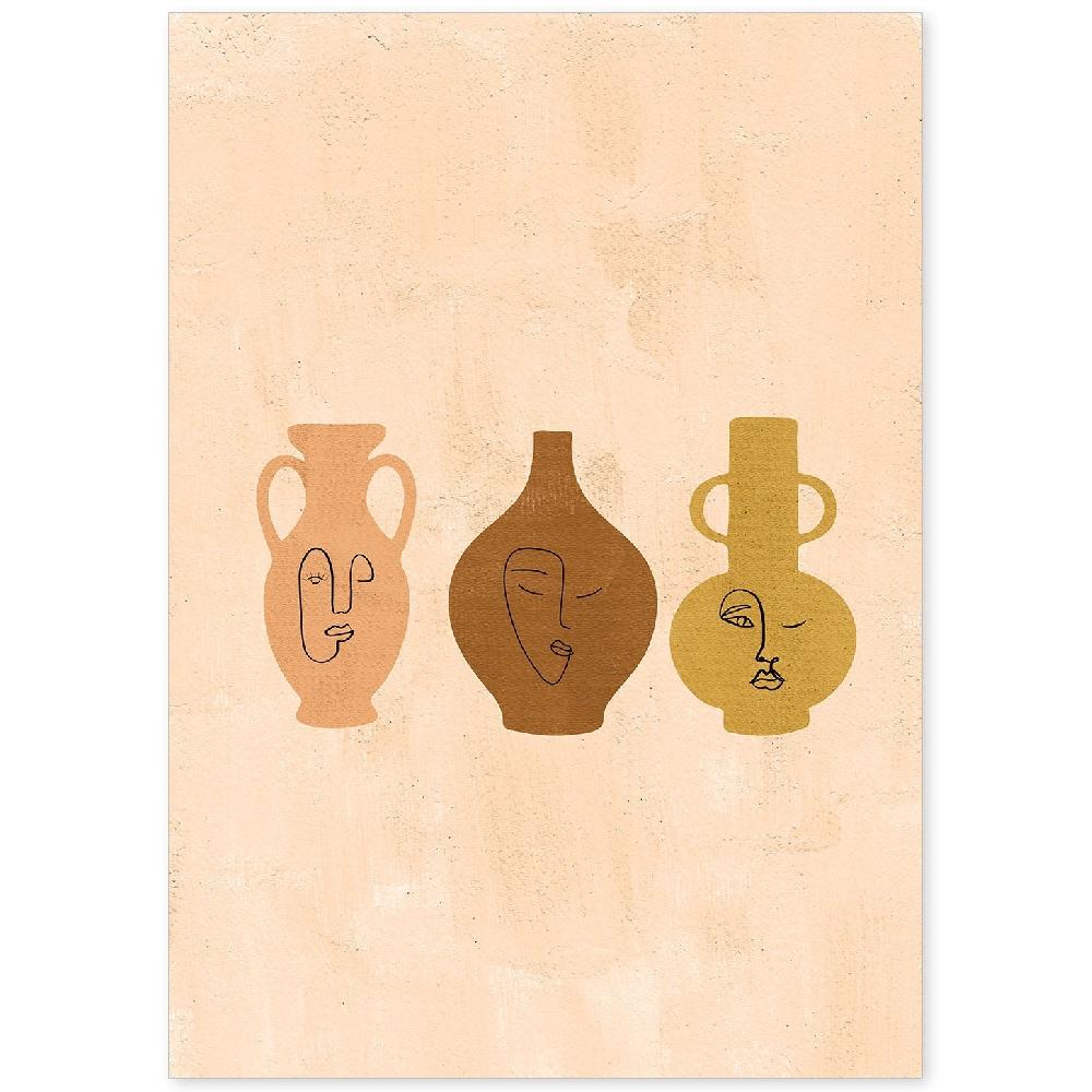 nacnic Lámina Acuarela 14 de Plantas Abstractas en Tonos Claros y Tierras