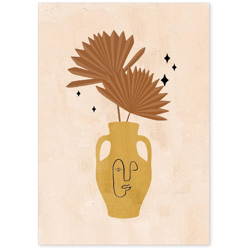 nacnic Lámina Acuarela 15 de Plantas Abstractas en Tonos Claros y Tierras