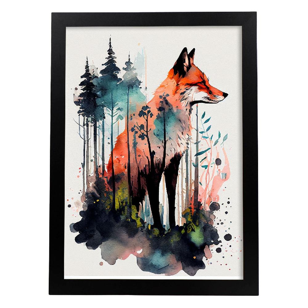 nacnic Lámina Acuarela de Zorro en el Bosque Nacnic