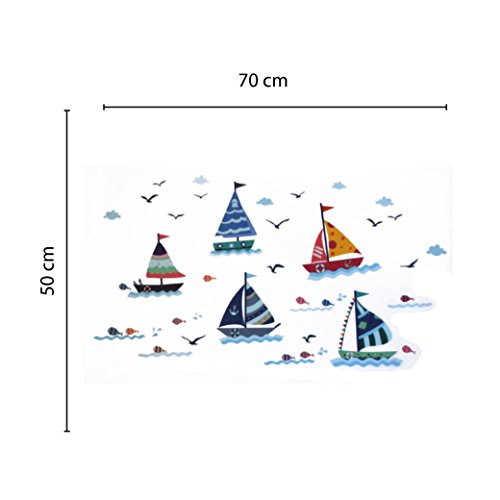 Nacnic Lamina Adhesiva De Barcos En El Océano Para Dormitorios Infantiles