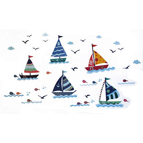nacnic Lamina Adhesiva de Barcos en el Océano para Dormitorios Infantiles