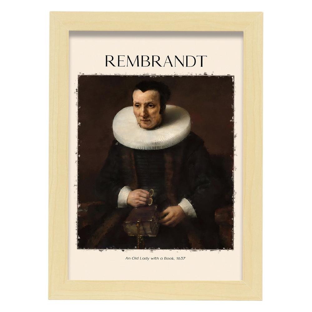 Nacnic Lámina Anciana Con Libro Inspirada En Rembrandt