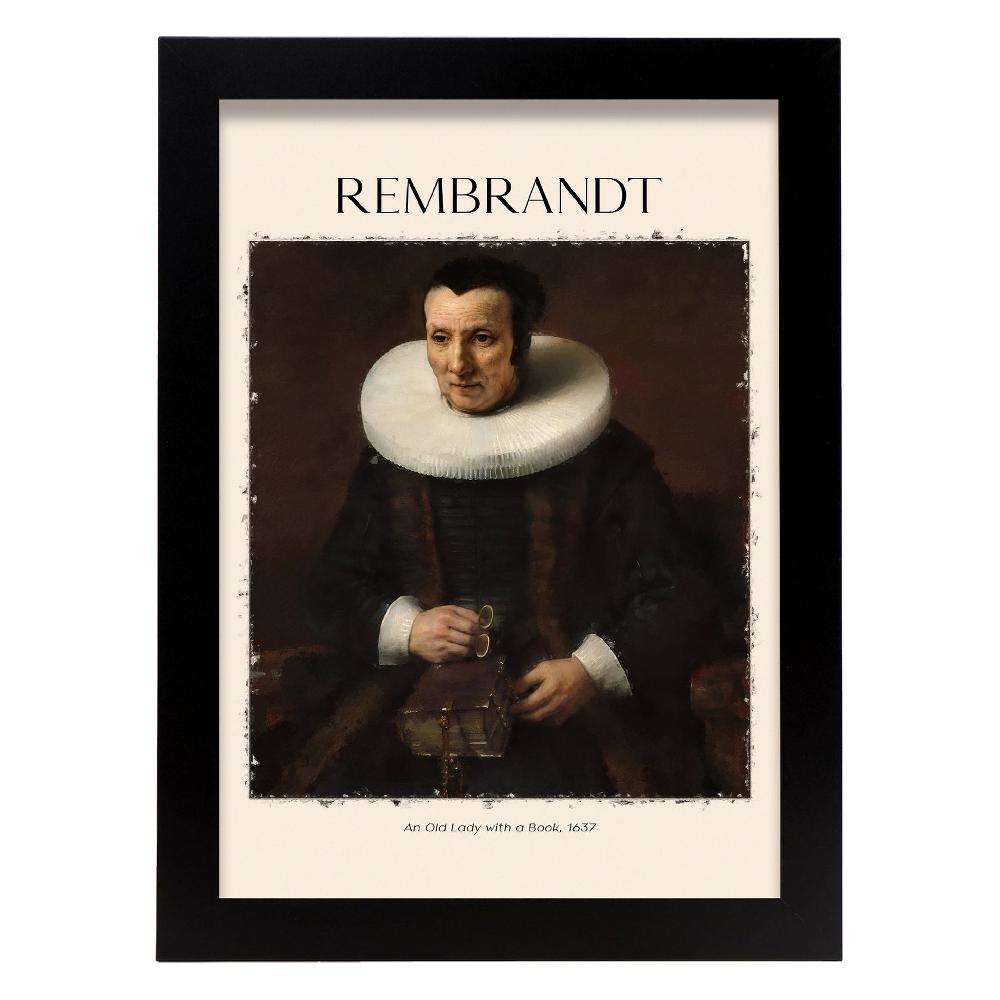 Nacnic Lámina Anciana Con Libro Inspirada En Rembrandt
