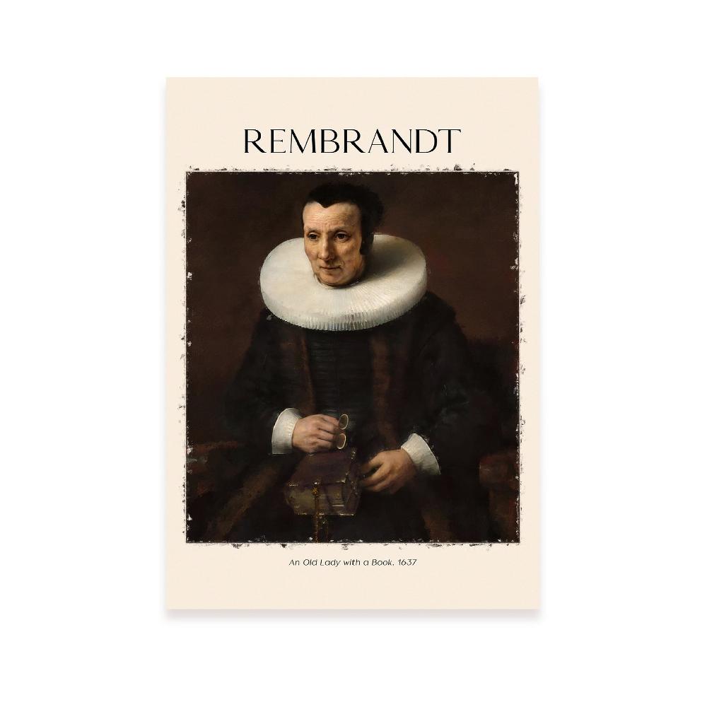 nacnic Lámina Anciana con Libro Inspirada en Rembrandt