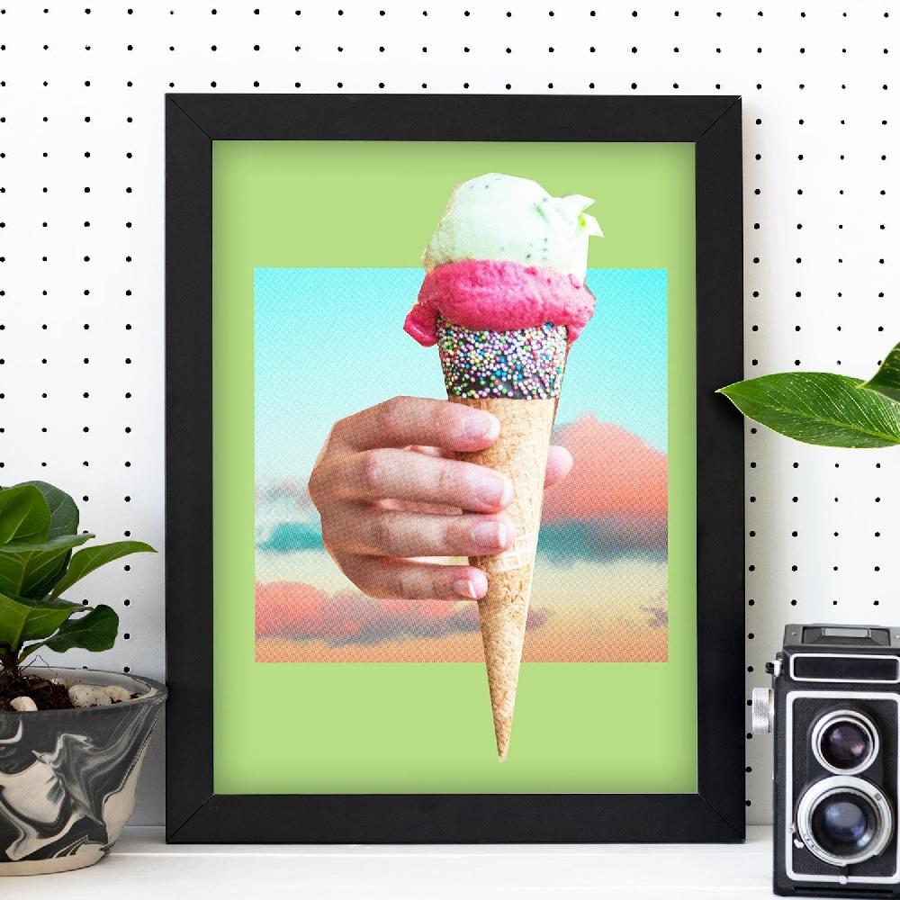 Nacnic Lámina Artística De Helado En Estilo Collage