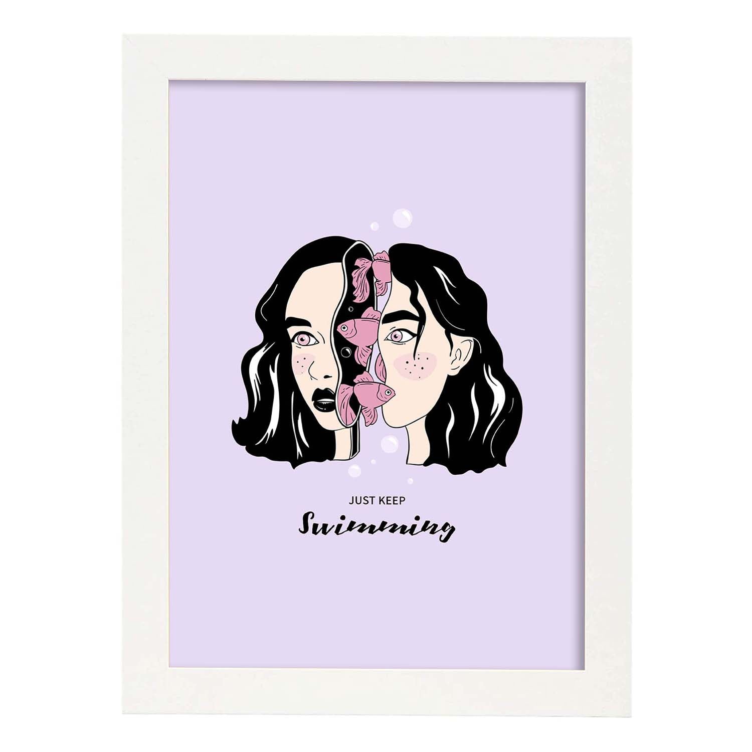 Nacnic Lámina Artística Sigue Nadando Con Ilustración De Mujer