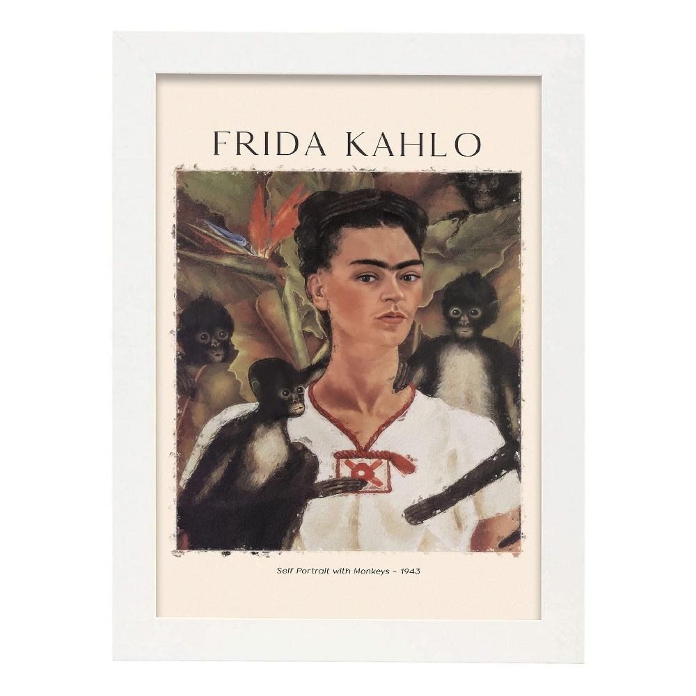 Nacnic Lámina Autorretrato Con Monos Inspirada En Frida Kahlo Para Tu Hogar