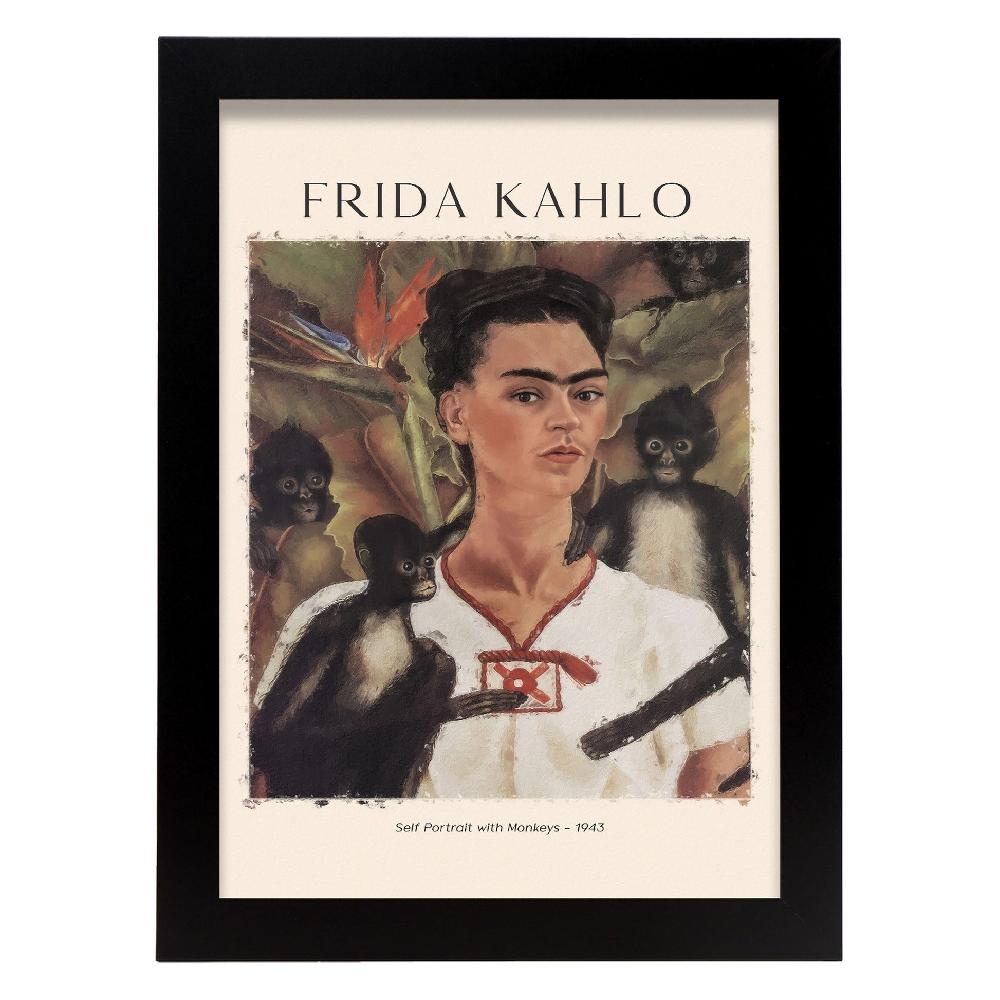 Nacnic Lámina Autorretrato Con Monos Inspirada En Frida Kahlo Para Tu Hogar