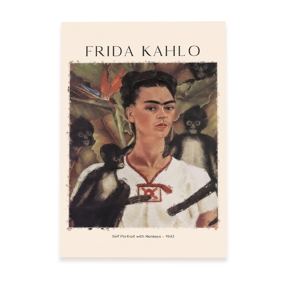 Nacnic Lámina Autorretrato Con Monos Inspirada En Frida Kahlo Para Tu Hogar