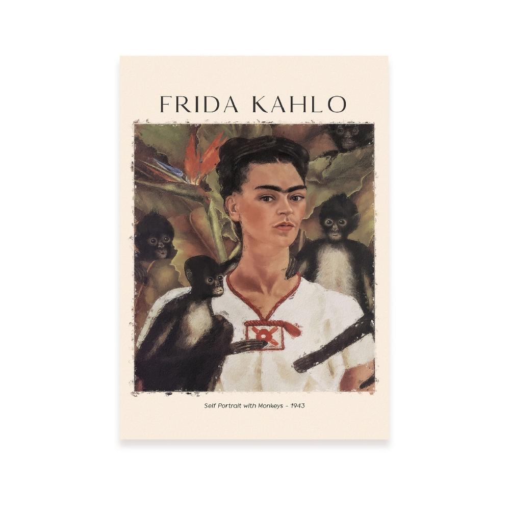 nacnic Lámina Autorretrato con monos inspirada en Frida Kahlo para tu hogar