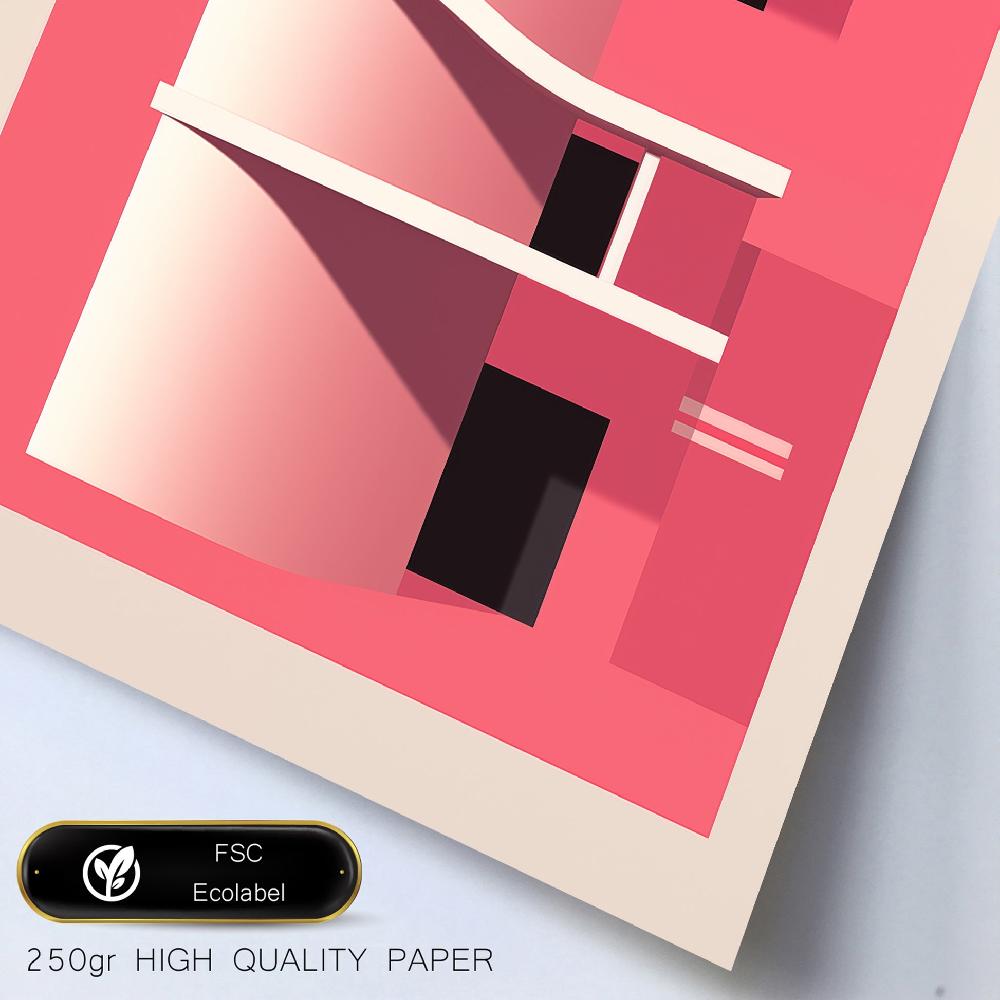 Nacnic Lámina Bauhaus Arquitectura Rosa Rojo Verde Aul