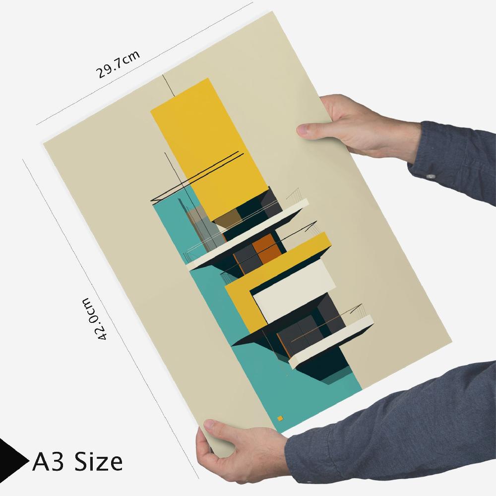 Nacnic Lámina Bauhaus Arquitectura Rosa Rojo Verde Aul