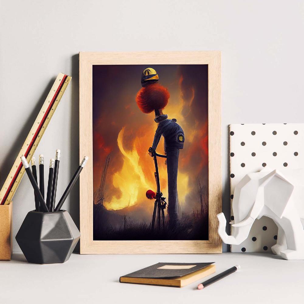 nacnic Lámina Bombero Amable al estilo de T. Burton de Nacnic