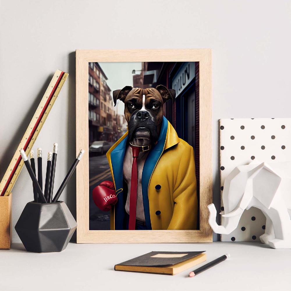 Nacnic Lámina Boxer Amistoso En Estilo Fotografía De Nacnic
