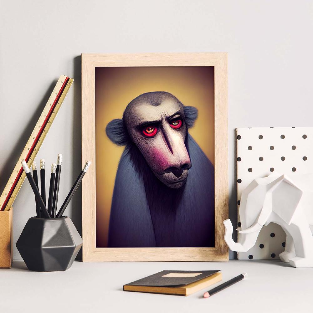Nacnic Lámina Chimpancé Intelectual Estilo T. Burton De Nacnic