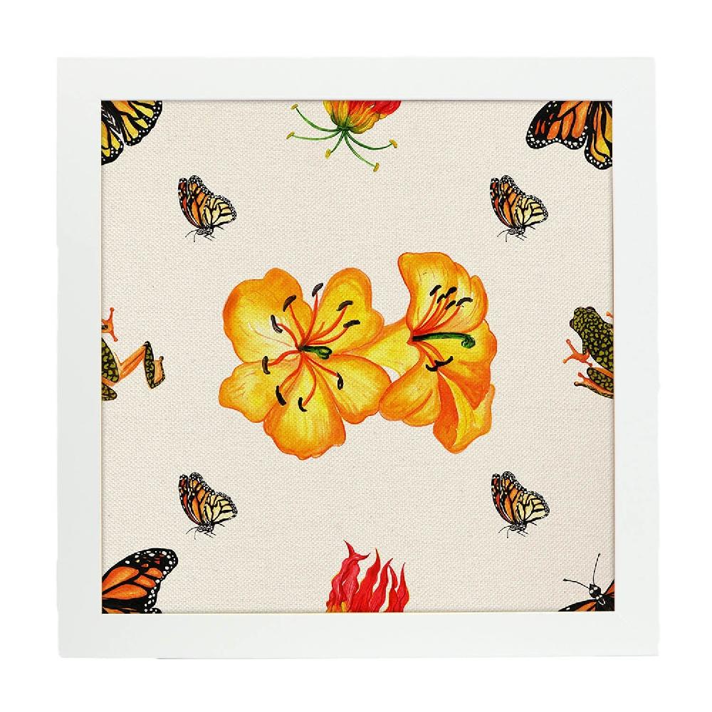 Nacnic Lámina Cuadrada De Flores Y Mariposas Ilustrada