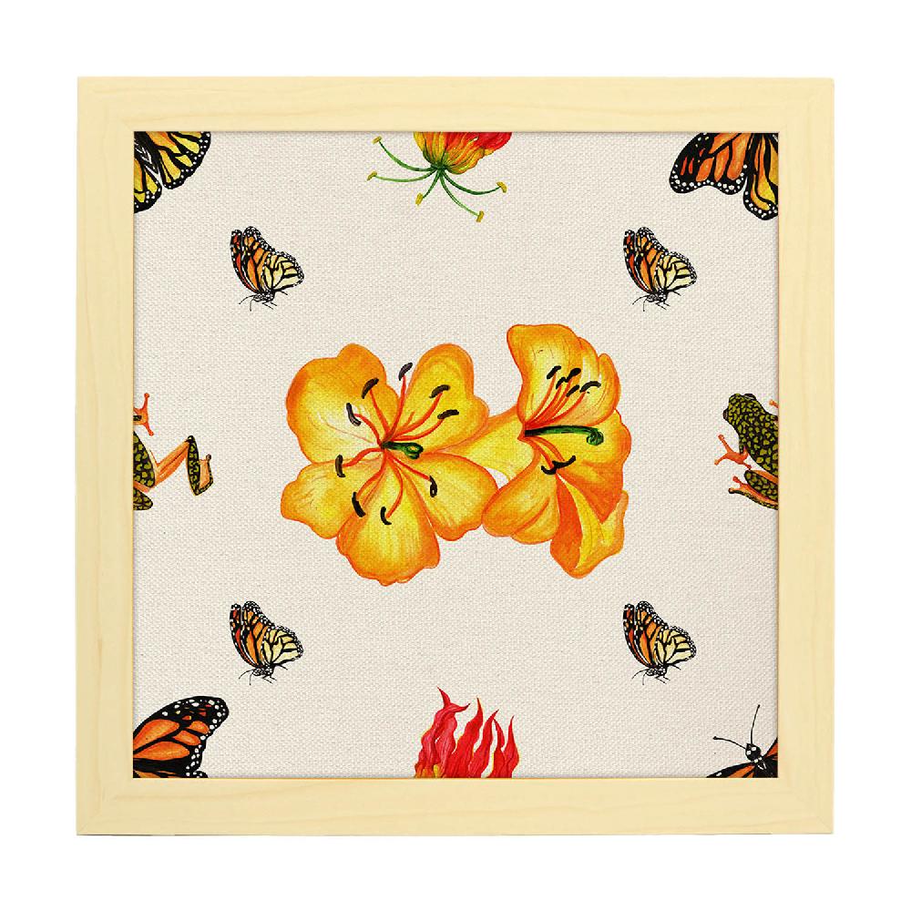 Nacnic Lámina Cuadrada De Flores Y Mariposas Ilustrada