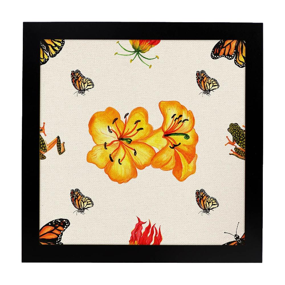 Nacnic Lámina Cuadrada De Flores Y Mariposas Ilustrada
