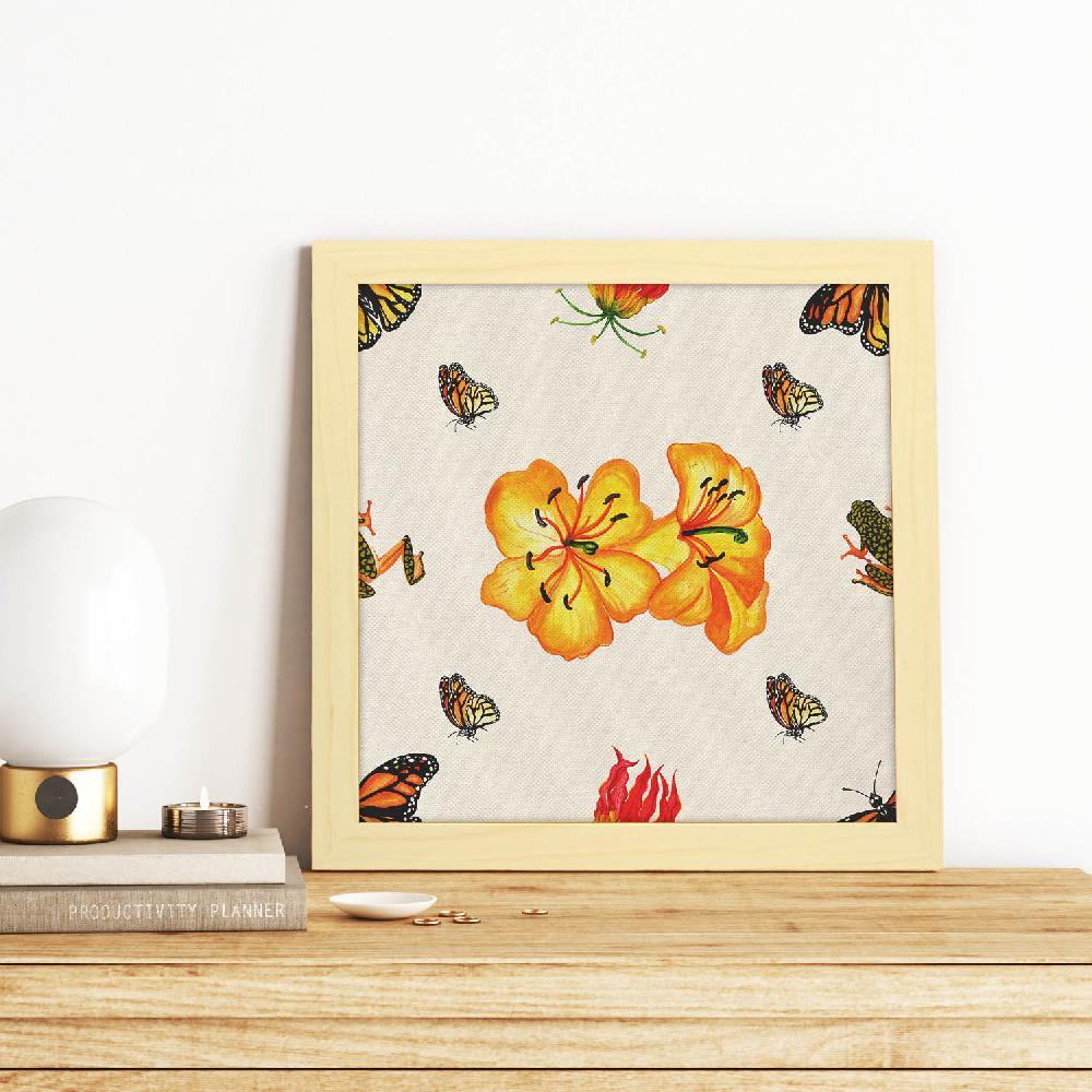 nacnic Lámina cuadrada de flores y mariposas ilustrada