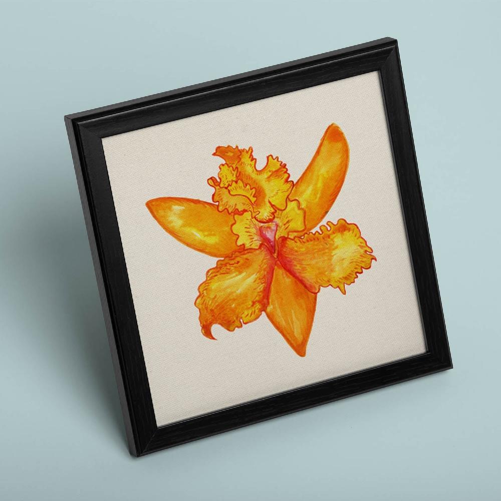 nacnic Lámina Cuadrada de Flores y Naturaleza Naranja Brillante