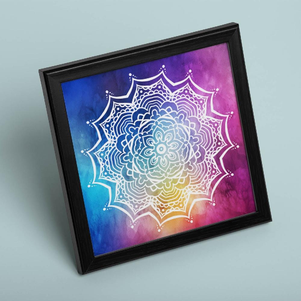 nacnic Lámina cuadrada de mandala eléctrico colorido