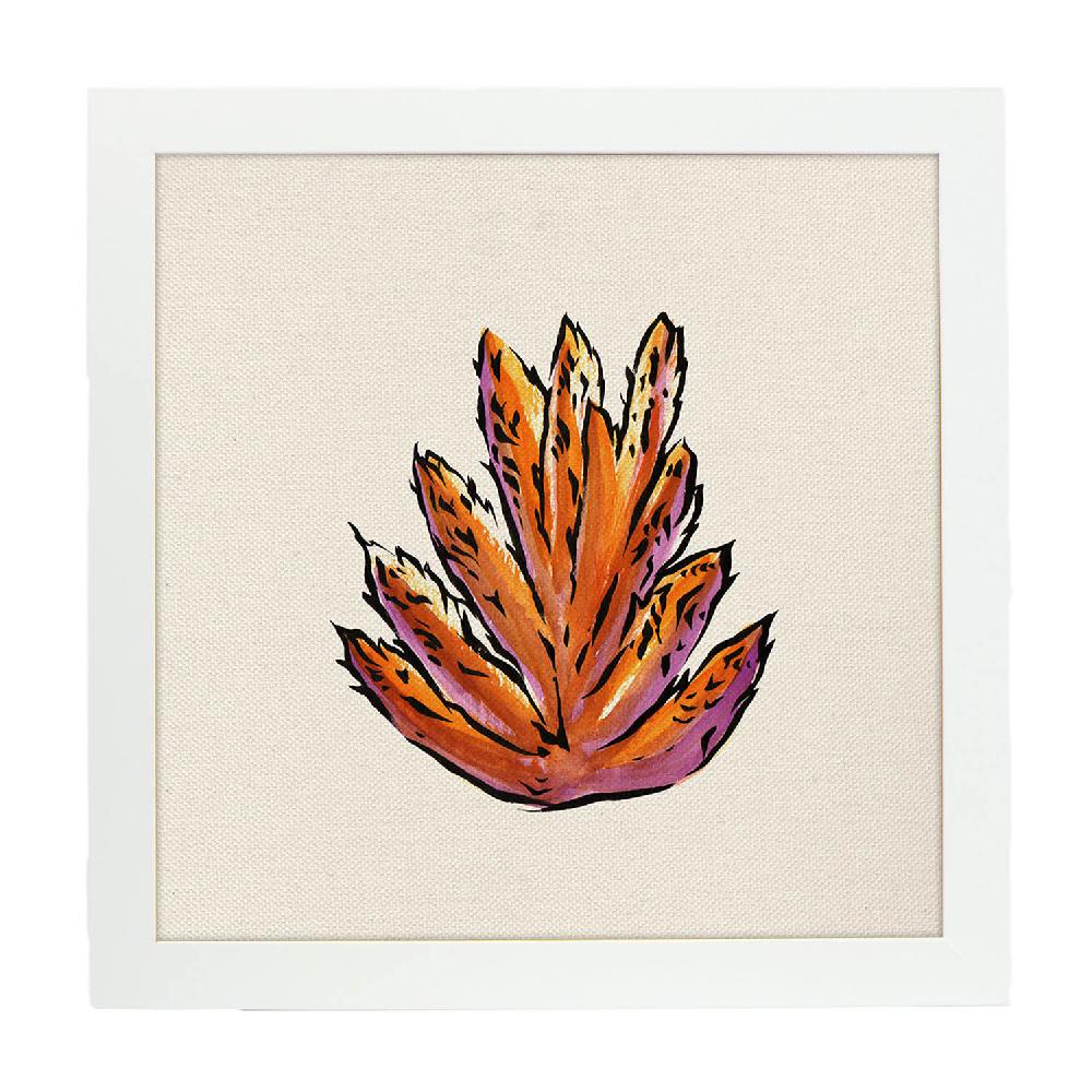 Nacnic Lámina Cuadrada Sueños En Naranja Con Ilustraciones De Flores Y Naturaleza