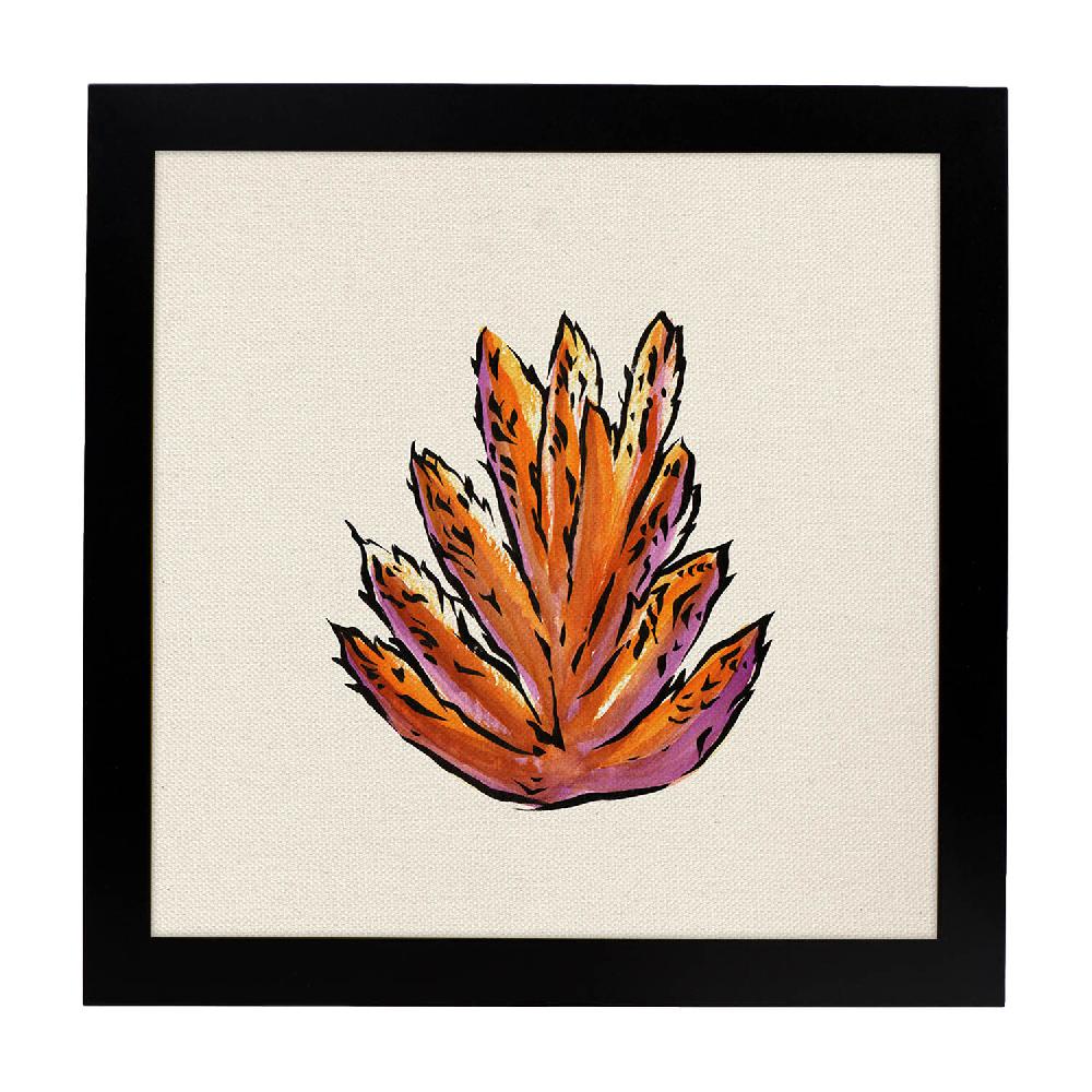 Nacnic Lámina Cuadrada Sueños En Naranja Con Ilustraciones De Flores Y Naturaleza