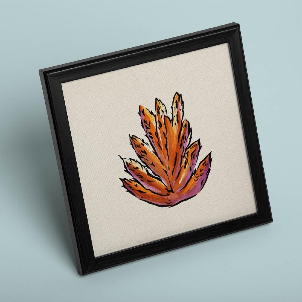 nacnic Lámina cuadrada Sueños en Naranja con Ilustraciones de Flores y Naturaleza