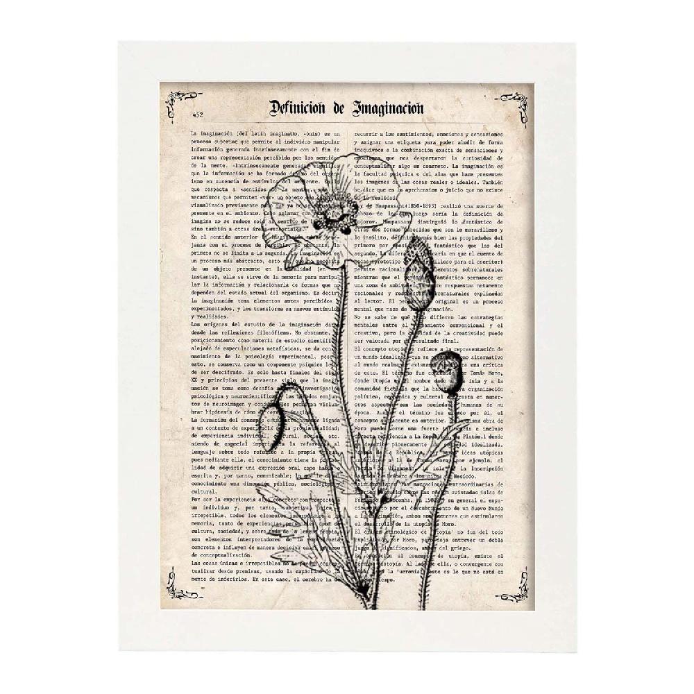 Nacnic Lámina De Amapola En Blanco Y Negro Con Diseño Antiguo