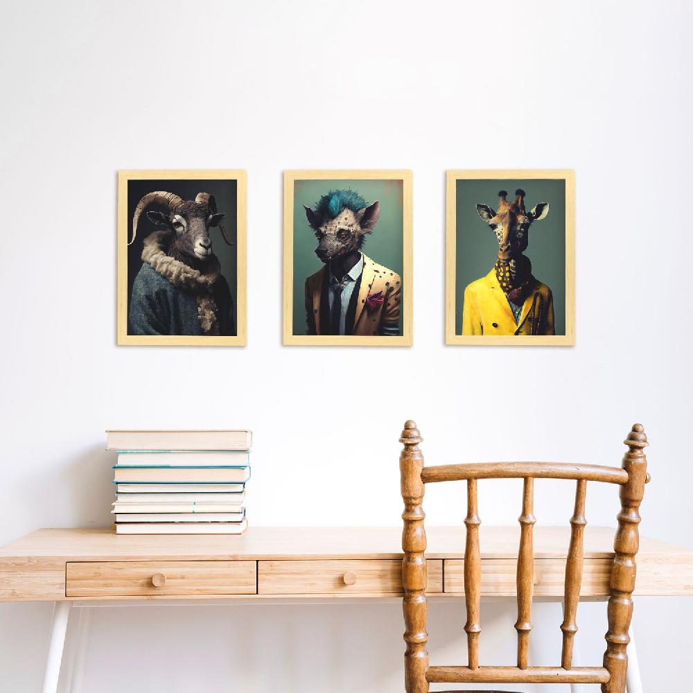 Nacnic Lámina De Arte Estético Animal Humano Nacnico Birdorn Giraffe Hyena