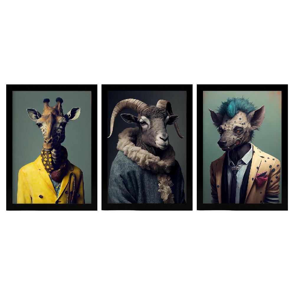 nacnic Lámina de Arte Estético Animal Humano Nacnico Birdorn Giraffe Hyena