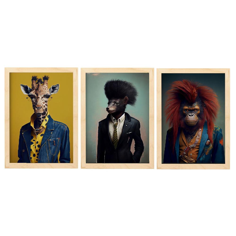 Nacnic Lámina De Arte Estético De Animales Humanos Nacnic: Girafa Orangután Skunk