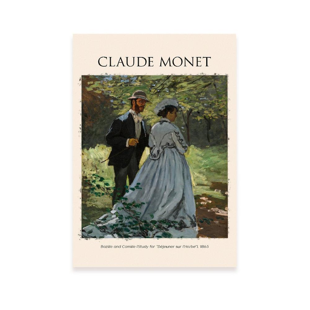 nacnic Lámina de arte estético de Bazille y Camille inspirada en Claude Monet