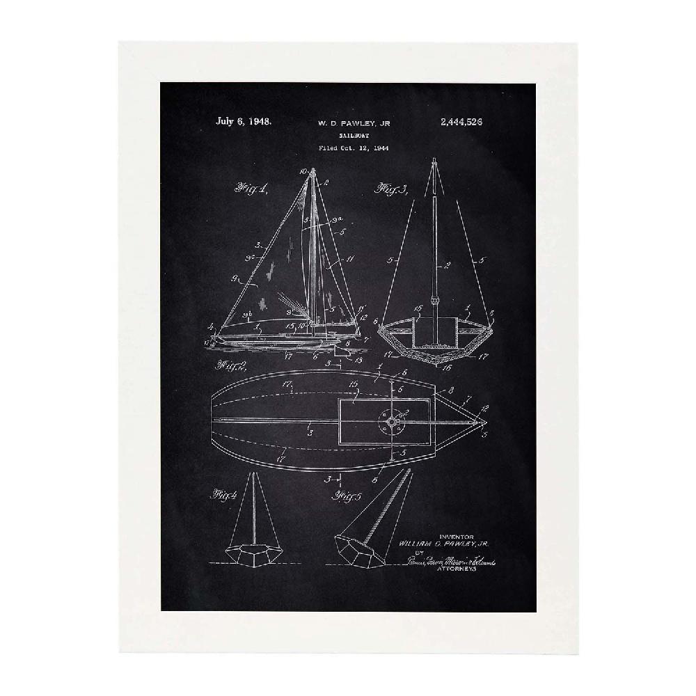 Nacnic Lámina De Barco Velero Con Diseño De Patente Antigua