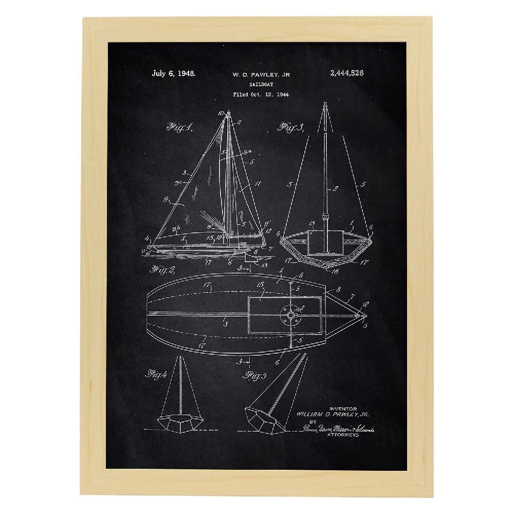 Nacnic Lámina De Barco Velero Con Diseño De Patente Antigua