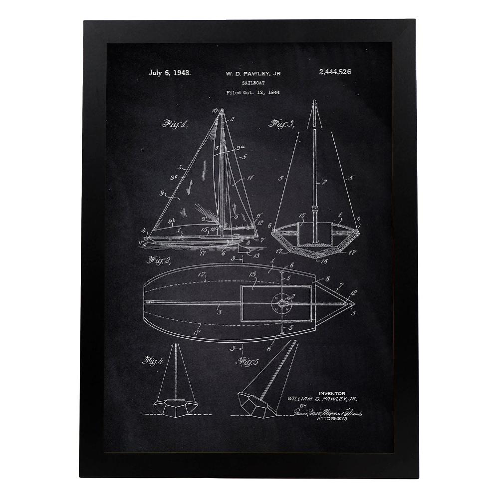 Nacnic Lámina De Barco Velero Con Diseño De Patente Antigua