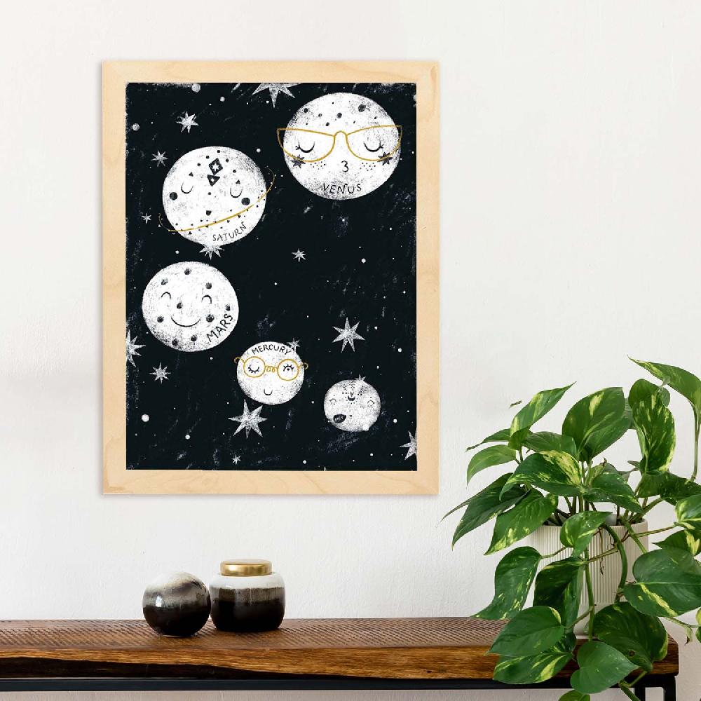 Nacnic Lámina De Cinco Planetas Estilo Nórdico Infantil